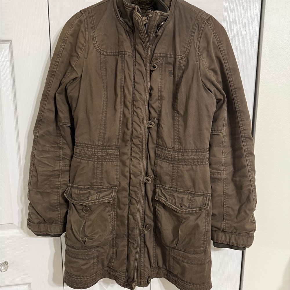 Vintage Y2K Abercrombie & Fitch faux fur lined cargo jacket size medium
